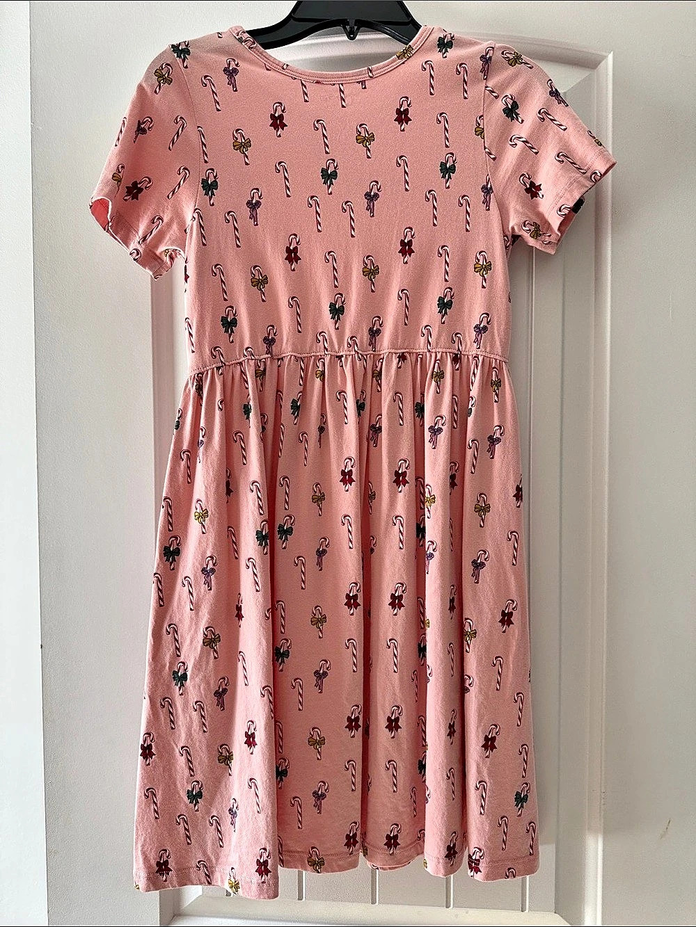 Pink Chicken “Coop” Kids Candy Cane Print Dress Size 10Y Like New